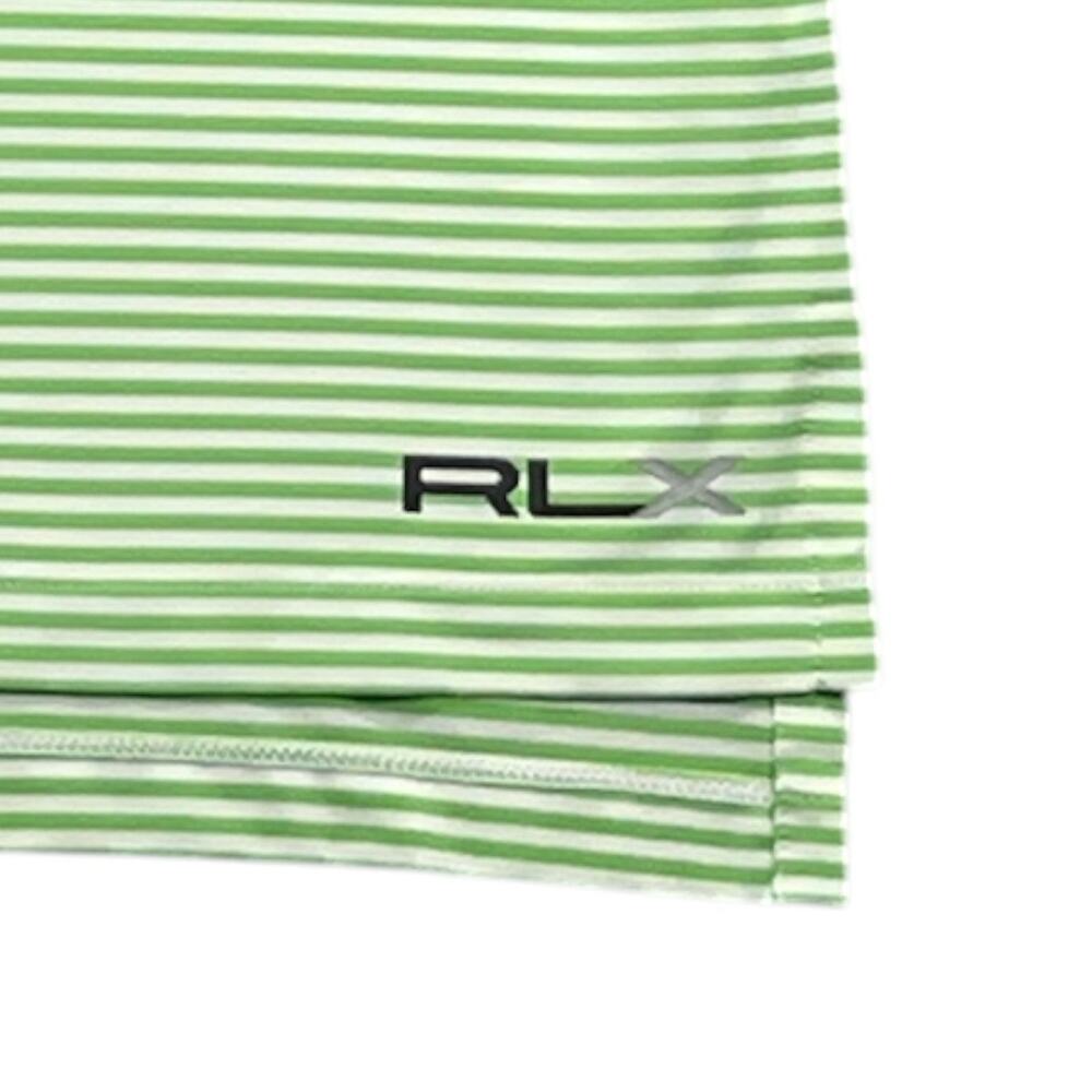 RLX Ralph Lauren Polo Shirt Mens Medium Green Striped Performance Golf Stretch - Picture 3 of 10